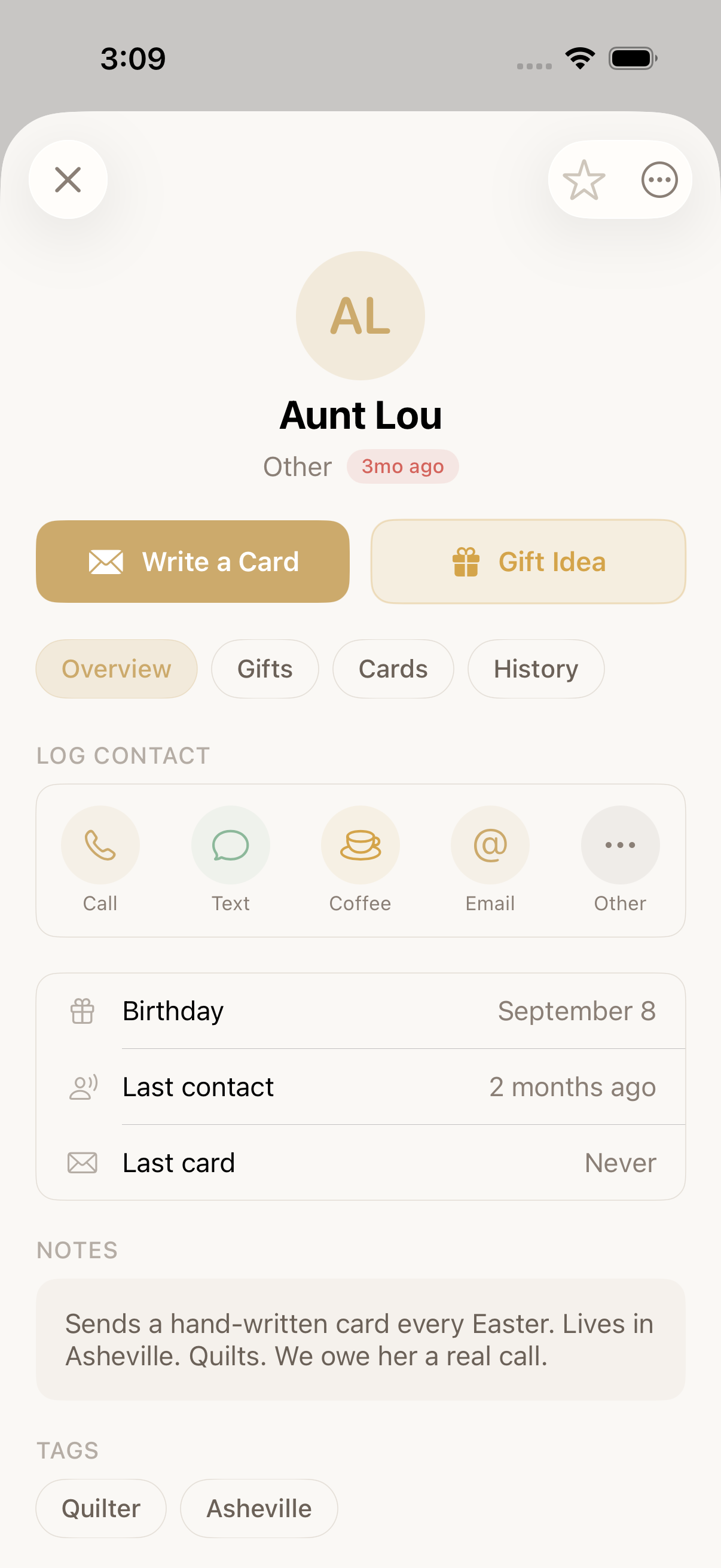 Person detail screen
